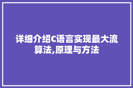 详细介绍C语言实现最大流算法,原理与方法