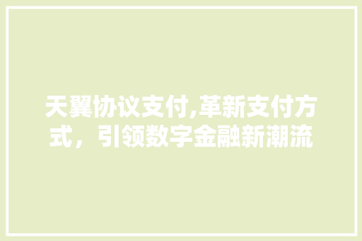 天翼协议支付,革新支付方式，引领数字金融新潮流