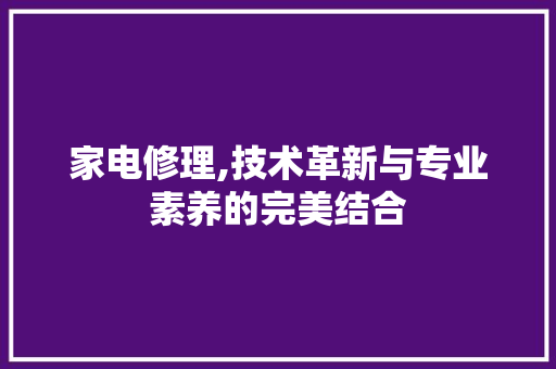 家电修理,技术革新与专业素养的完美结合