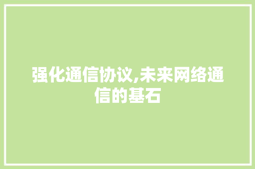 强化通信协议,未来网络通信的基石