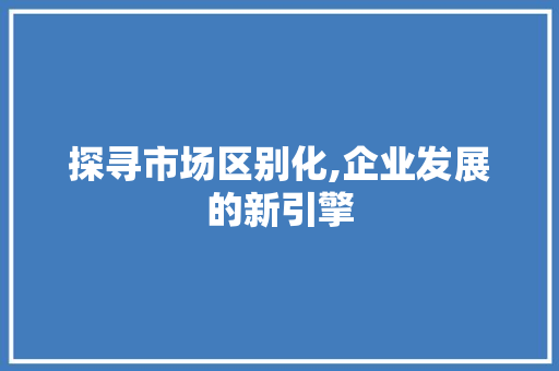 探寻市场区别化,企业发展的新引擎