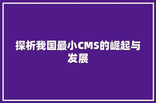 探析我国最小CMS的崛起与发展