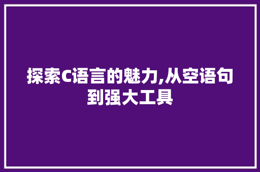 探索C语言的魅力,从空语句到强大工具