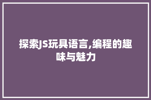 探索JS玩具语言,编程的趣味与魅力