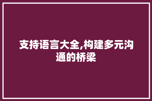 支持语言大全,构建多元沟通的桥梁