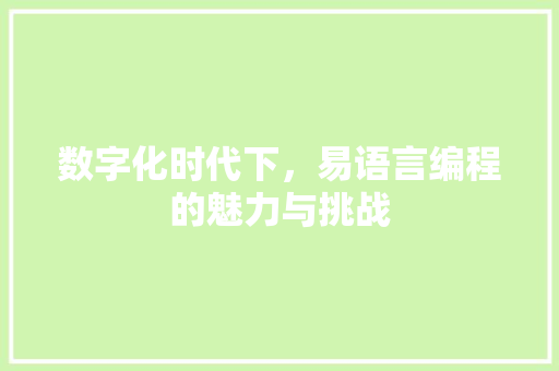 数字化时代下，易语言编程的魅力与挑战