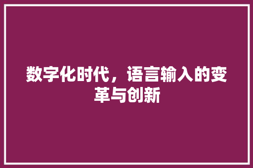 数字化时代，语言输入的变革与创新