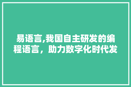 易语言,我国自主研发的编程语言，助力数字化时代发展