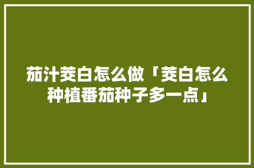 茄汁茭白怎么做「茭白怎么种植番茄种子多一点」 茄汁茭白怎么做「茭白怎么种植番茄种子多一点」 番茄病虫害防治
