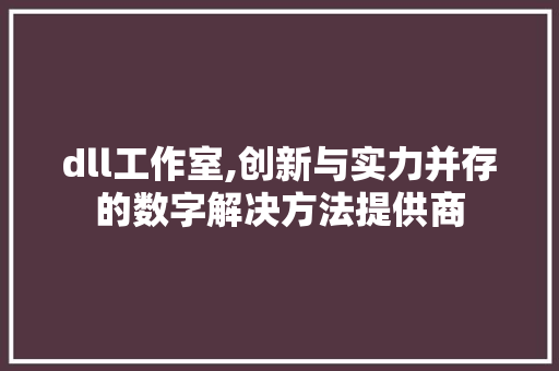 dll工作室,创新与实力并存的数字解决方法提供商