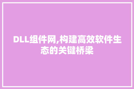 DLL组件网,构建高效软件生态的关键桥梁