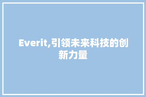 Everit,引领未来科技的创新力量
