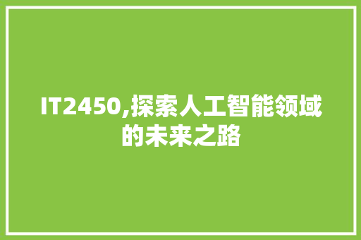 IT2450,探索人工智能领域的未来之路