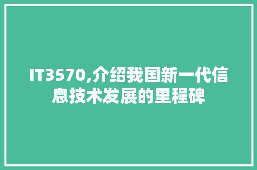 IT3570,介绍我国新一代信息技术发展的里程碑
