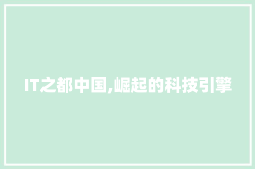 IT之都中国,崛起的科技引擎