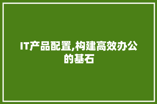IT产品配置,构建高效办公的基石