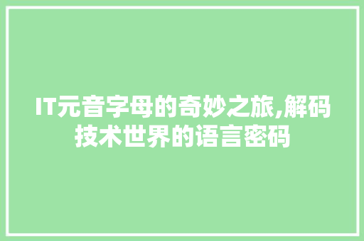 IT元音字母的奇妙之旅,解码技术世界的语言密码