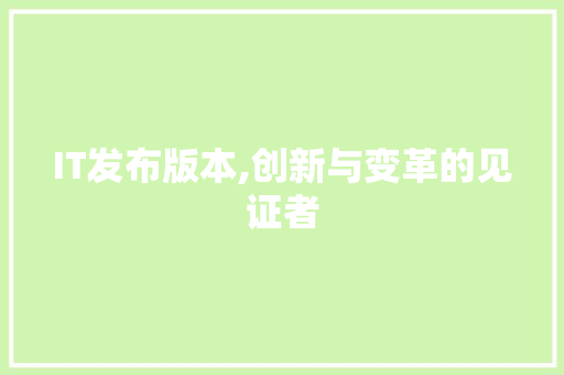 IT发布版本,创新与变革的见证者