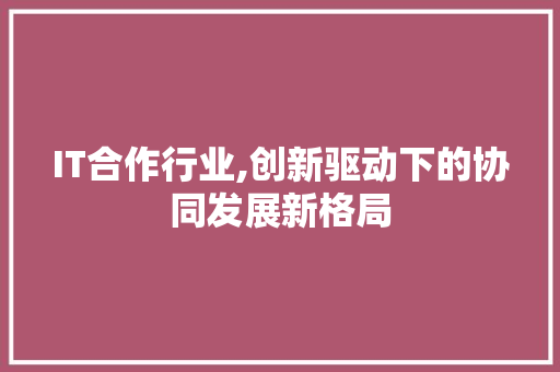 IT合作行业,创新驱动下的协同发展新格局