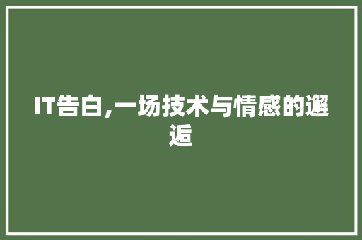 IT告白,一场技术与情感的邂逅