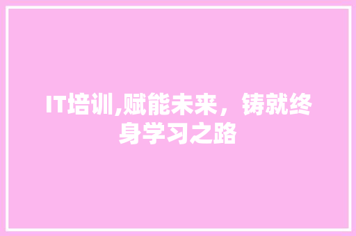 IT培训,赋能未来，铸就终身学习之路