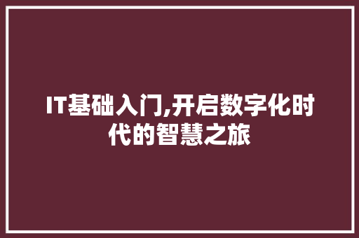 IT基础入门,开启数字化时代的智慧之旅