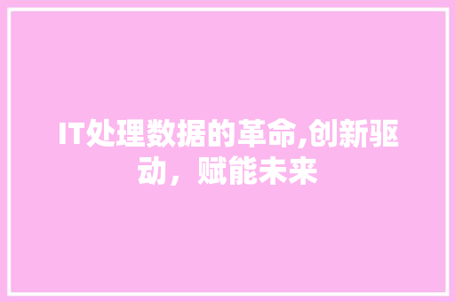 IT处理数据的革命,创新驱动，赋能未来