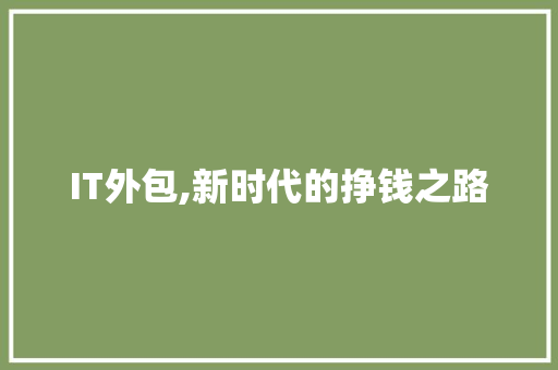 IT外包,新时代的挣钱之路