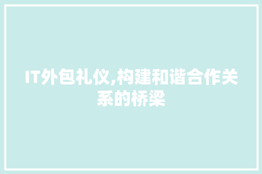 IT外包礼仪,构建和谐合作关系的桥梁