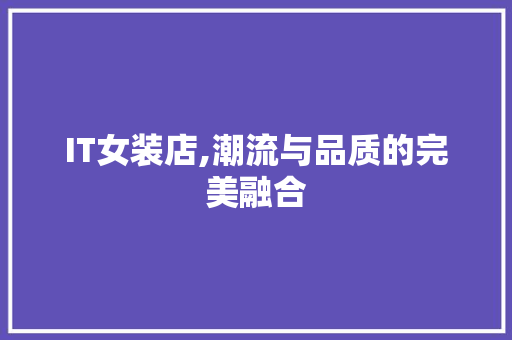 IT女装店,潮流与品质的完美融合