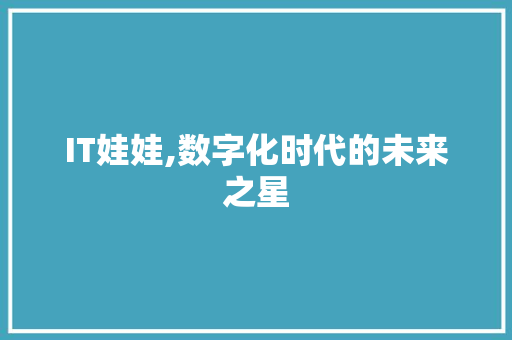 IT娃娃,数字化时代的未来之星