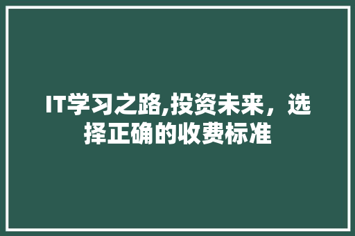 IT学习之路,投资未来，选择正确的收费标准