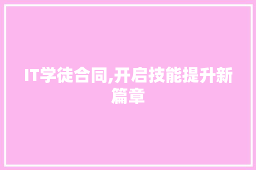 IT学徒合同,开启技能提升新篇章