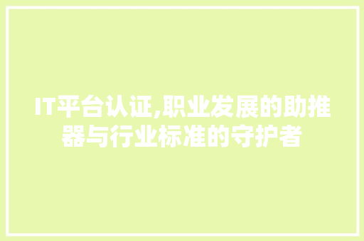 IT平台认证,职业发展的助推器与行业标准的守护者