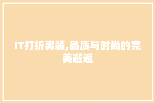 IT打折男装,品质与时尚的完美邂逅