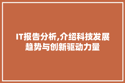 IT报告分析,介绍科技发展趋势与创新驱动力量
