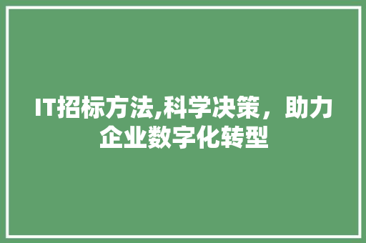 IT招标方法,科学决策，助力企业数字化转型