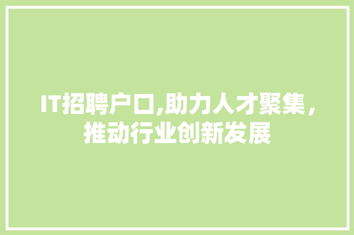 IT招聘户口,助力人才聚集，推动行业创新发展