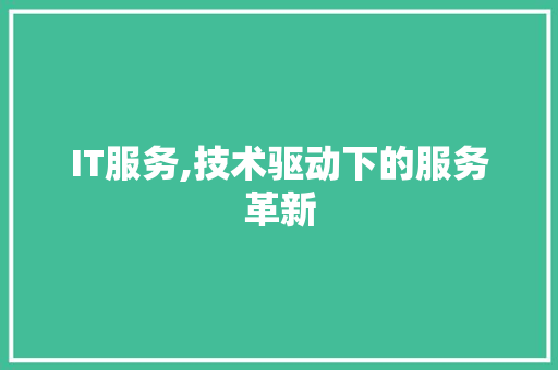 IT服务,技术驱动下的服务革新