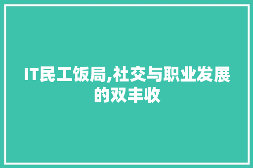 IT民工饭局,社交与职业发展的双丰收