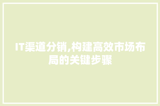 IT渠道分销,构建高效市场布局的关键步骤 IT渠道分销,构建高效市场布局的关键步骤