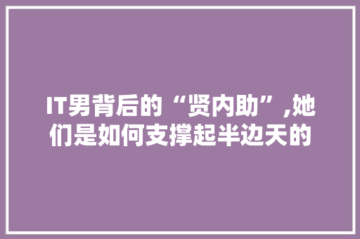 IT男背后的“贤内助”,她们是如何支撑起半边天的
