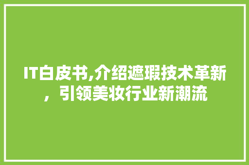 IT白皮书,介绍遮瑕技术革新，引领美妆行业新潮流