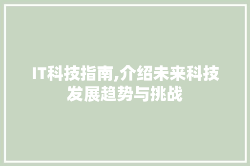 IT科技指南,介绍未来科技发展趋势与挑战