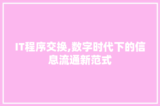 IT程序交换,数字时代下的信息流通新范式