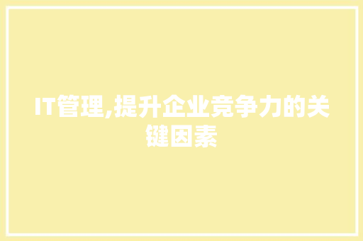 IT管理,提升企业竞争力的关键因素