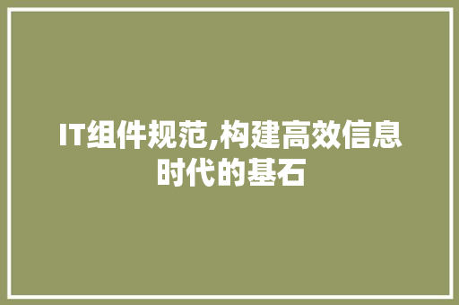 IT组件规范,构建高效信息时代的基石 IT组件规范,构建高效信息时代的基石