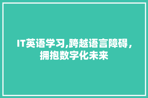 IT英语学习,跨越语言障碍，拥抱数字化未来