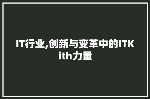 IT行业,创新与变革中的ITKith力量
