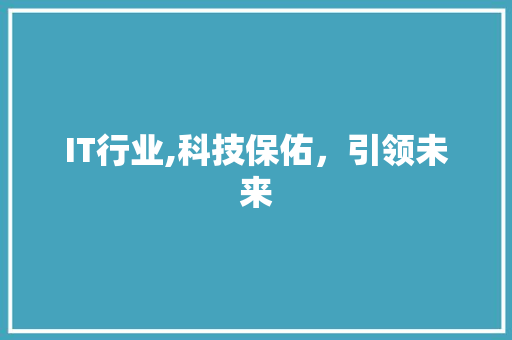 IT行业,科技保佑，引领未来